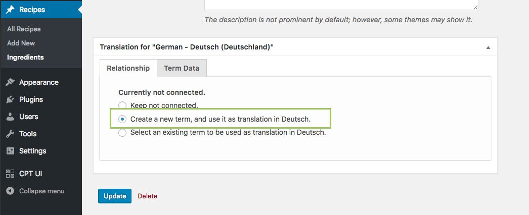 Connect taxonomy terms in the MultilingualPress translation meta box